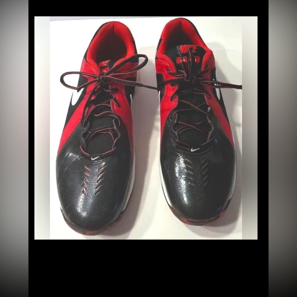 Vintage Nike Air Mavin Leather Basketball Sneakers #719924-004 Red Black size 10